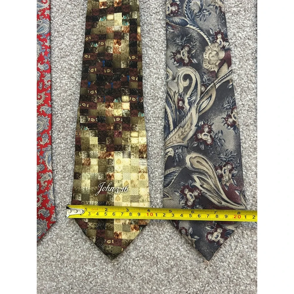 Academia Office Aesthetic Necktie 4 Lot Mens Multicolor Excellent Paisley Floral
